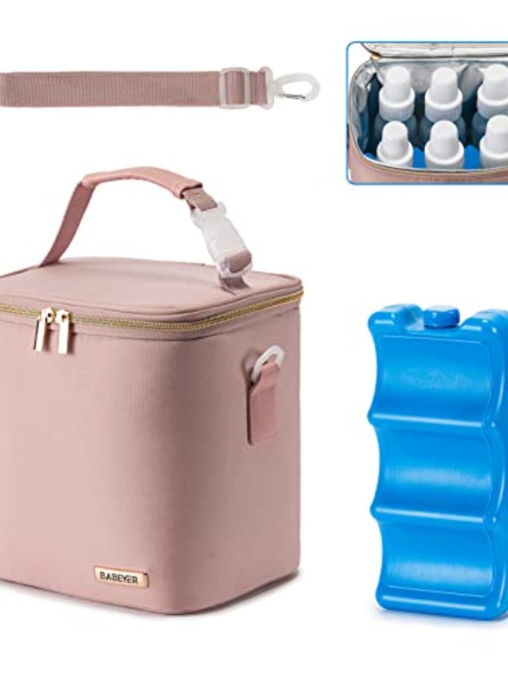 Breastmilk Cooler Bag with Ice Pack Fits 6 Baby Bottles Insulated Tote